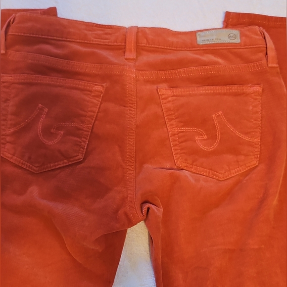 AG Adriano Goldschmied Stevie Slim Straight Corduroy Pants Orange Size 25R - Picture 4 of 8